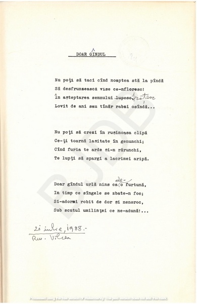 M-1076-1130-11 - 55 de Poezii în manuscris dactilografiat. ALEXANDRU MIRCESCU